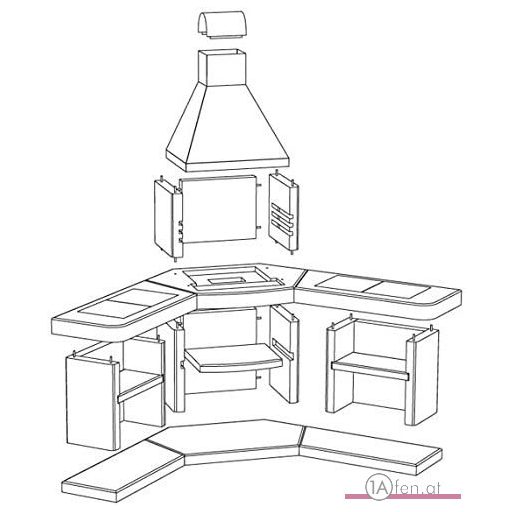 ATLANTIC Eck-Garten-Steingrillküche – mit Stahlkuppel