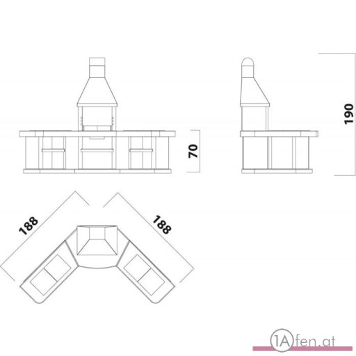 ATLANTIC Eck-Garten-Steingrillküche – mit Kupferkuppel