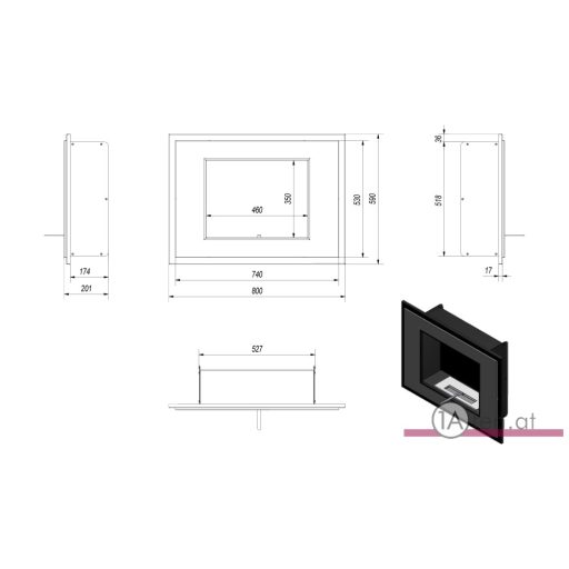 Deco ofen alpha schwarz / wand bioethanolkamin