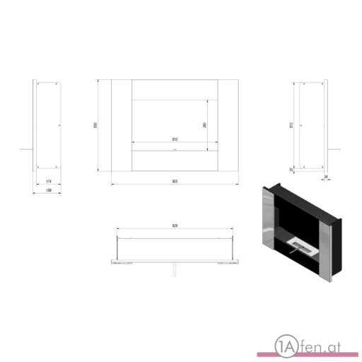 Deco ofen bravo 2 / wand bioethanolkamin schwarz