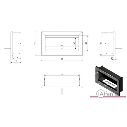 Deco ofen charlie /wand bioethanolkamin satin