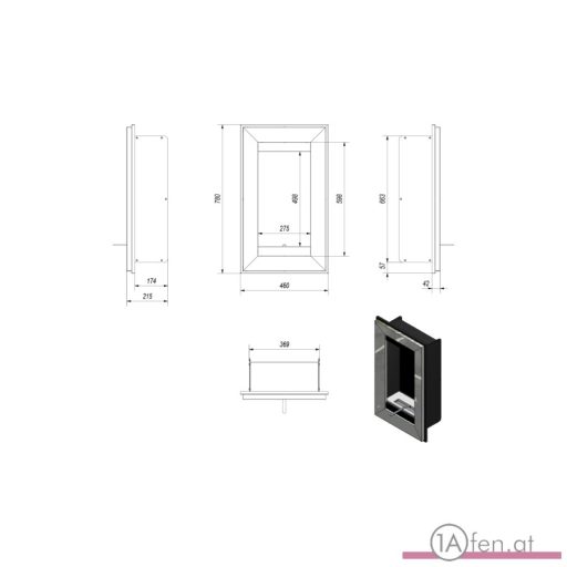 Deco ofen charlie 2 / wand bioethanolkamin gold