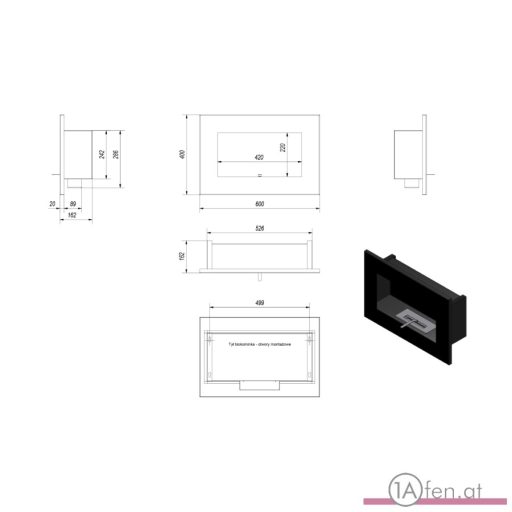 Deco ofen delta /wand bioethanolkamin schwarz