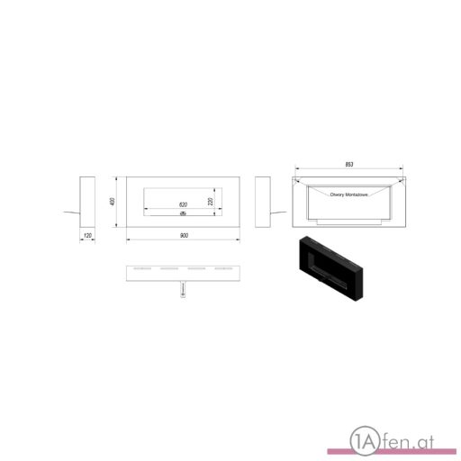 Deco ofen delta flat /wand bioethanolkamin