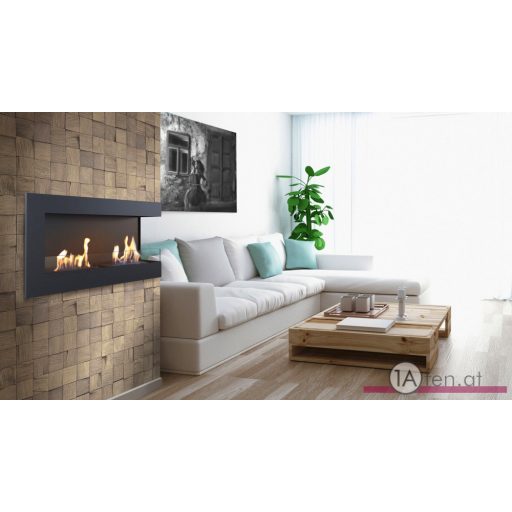 Deco ofen delta 1200 links / wand eck bioethanolkamin schwarz