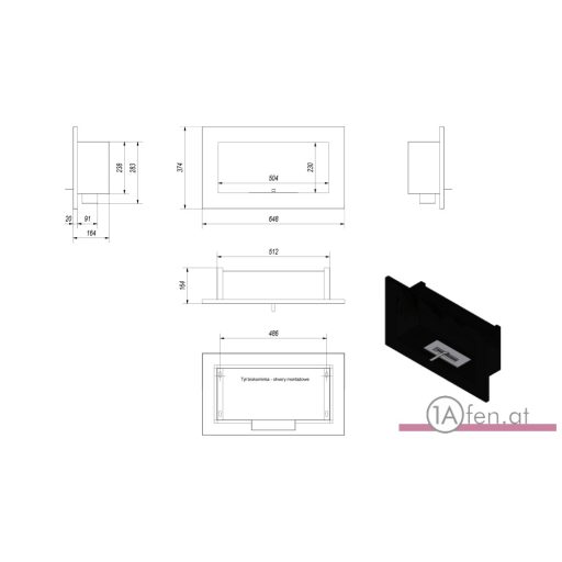 Deco ofen golf / wand bioethanolkamin / shwarz / 374x648x164