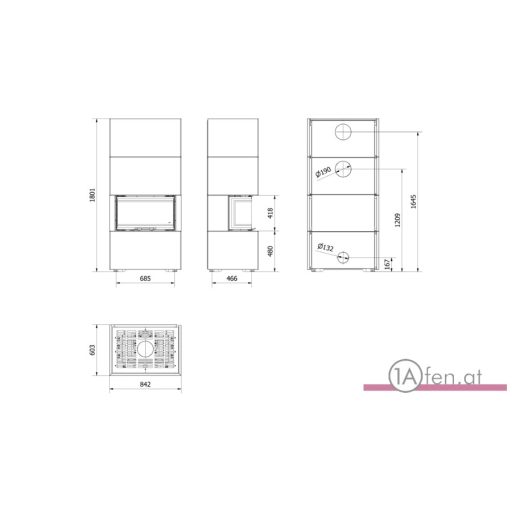 KAMINEINSATZ NBC/EASY BOX 7 KW Ø 160 BAUSATZ - Stahlverkleidung - Farbe schwarz