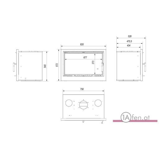 Kratki arke 75  kassette kamineinsatz / 8 kw