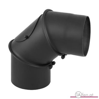   Rauchrohrbogen / ofenrohr 130mm - 0° - 90° ohne reinigungsöffnung schwarz