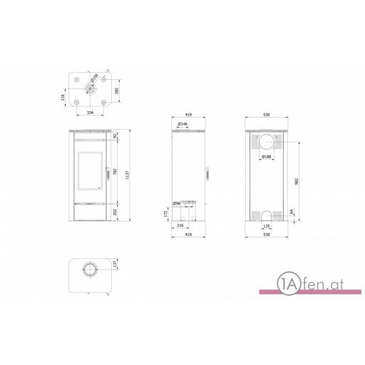 Kaminofen kratki titan glass mit 11kw und designglastür