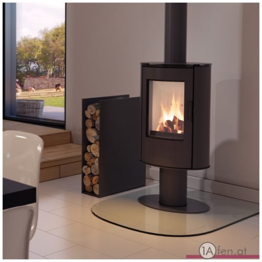 KAMINOFEN AUS STAHL SÄULENFUSS AB Ø 150 8 KW BLACK