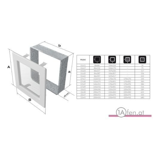 Lüftungsgitter normal - weiß - 11x24