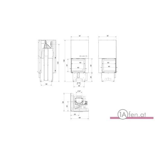 Kratki kamineinsatz vn 480 mit eckglas / 8kw