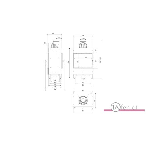 Tunnel Kamineinsatz LUCY 12 mit 12 kW mit durchsicht