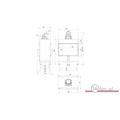 Tunnel-kamineinsatz kratky lucy 14 BLACK mit 14 kw
