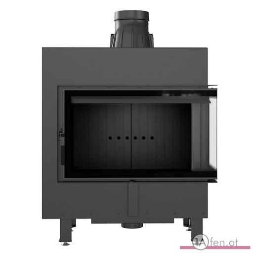 Kratki lucy 14  kamineinsatz mit rechte eckscheibe/ 14kw - schwarzer Innenraum.