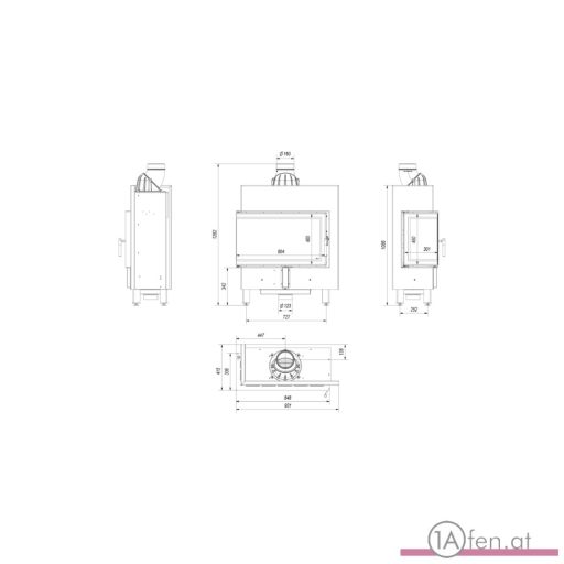 Kratki lucy 14 slim kamineinsatz mit linke eckscheibe/ 10kw