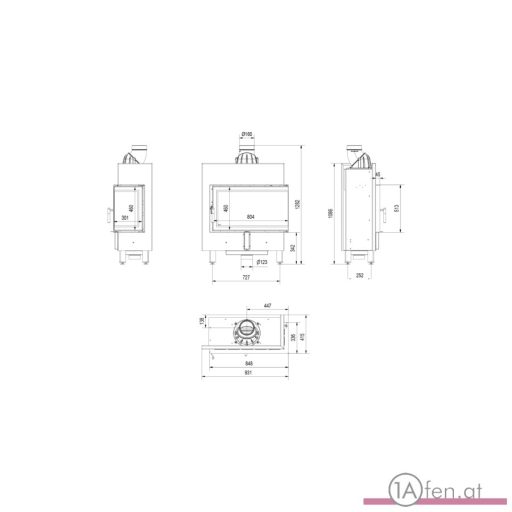 Kratki lucy 14 slim kamineinsatz mit rechte  eckscheibe/ 10kw