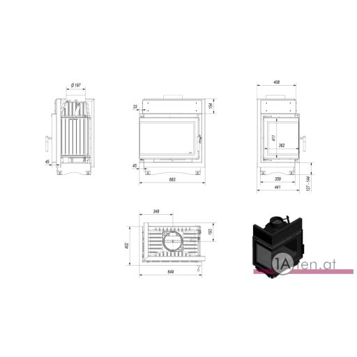 Kratki maja deco mit linke eckscheibe kamineinsatz /8 kw