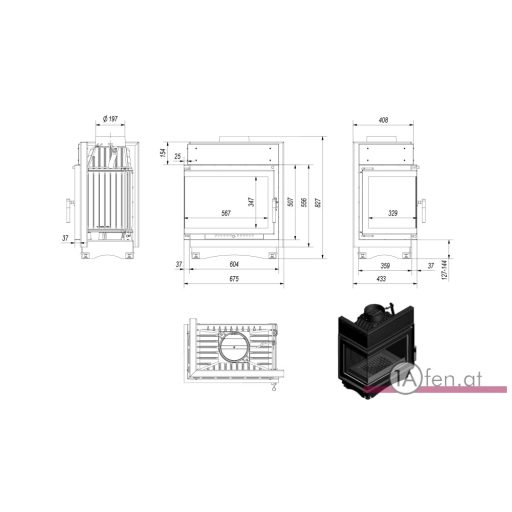 Kratki maja mit linke eckscheibe kamineinsatz /8 kw