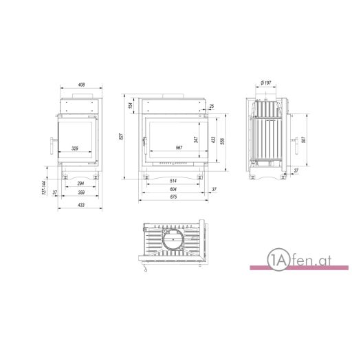 Kratki maja mit rechte eckscheibe kamineinsatz /8 kw