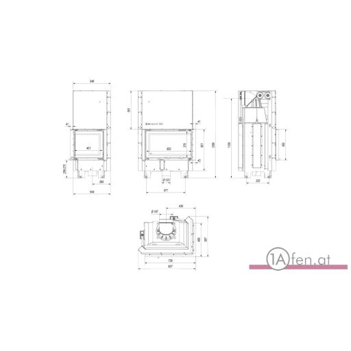 Kratki mbm 10  kamineinsatz mit rechte eck- schiebetür aus gebogenes glas /10 kw