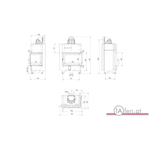 Kratki mbm 10  kamineinsatz mit gebogenes glas rechts /10 kw