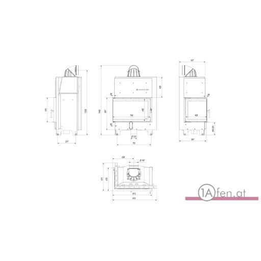 Kratki mbo 15  kamineinsatz mit linke eckscheibe aus gebogenes glas /15 kw
