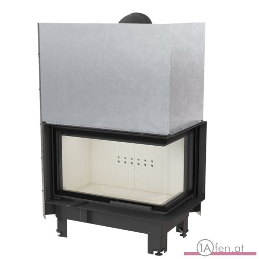 Kratki mbo 15  kamineinsatz mit rechte eck-schiebetür aus gebogenes glas  /15 kw