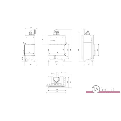 Kratki mbo 15  kamineinsatz mit rechte eckscheibe /15 kw