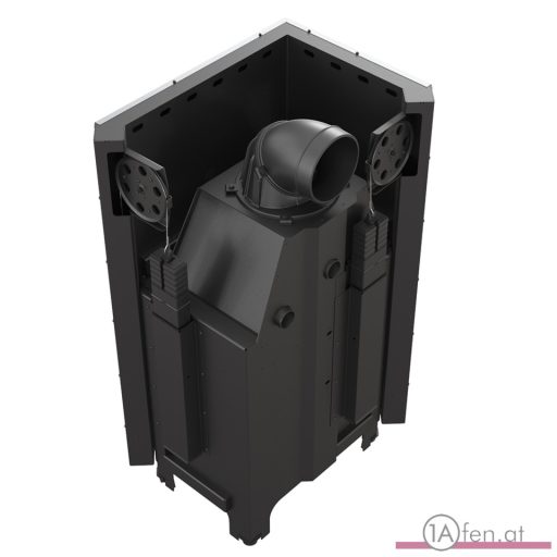 Kratki mbz 13  kamineinsatz mit linke eck-schiebetür aus gebogenes glas  /13 kw