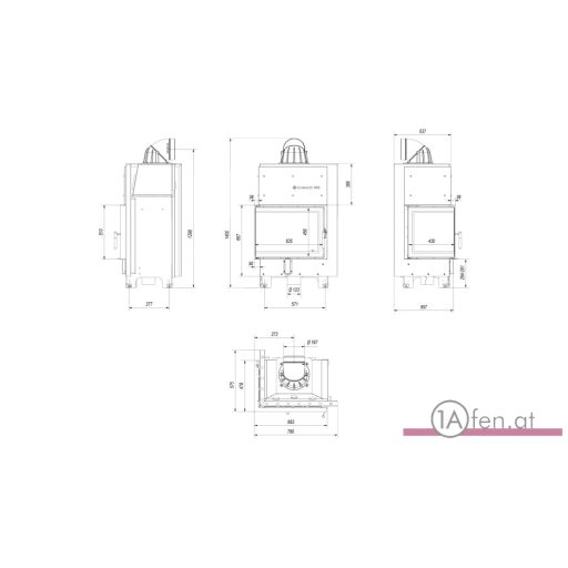 Kratki mbz 13  kamineinsatz mit gebogenes glas links /13 kw