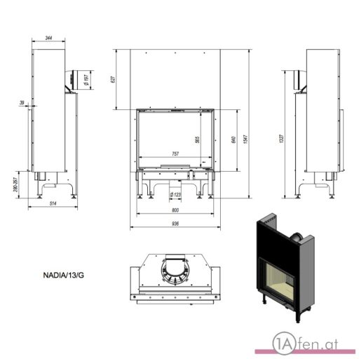 Kratki nadia 13 kamineinsatz mit schiebetür  /13 kw