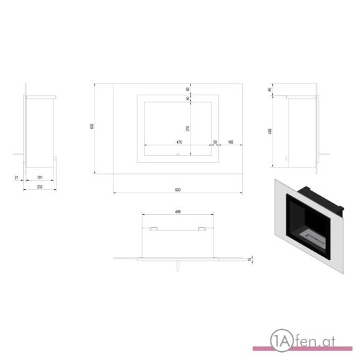 Deco ofen oscar / wand bioethanolkamin weiß