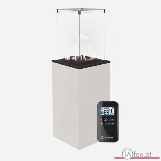 Gaskamin outdoor patio weiß mit fernbedienung / 37 mbar