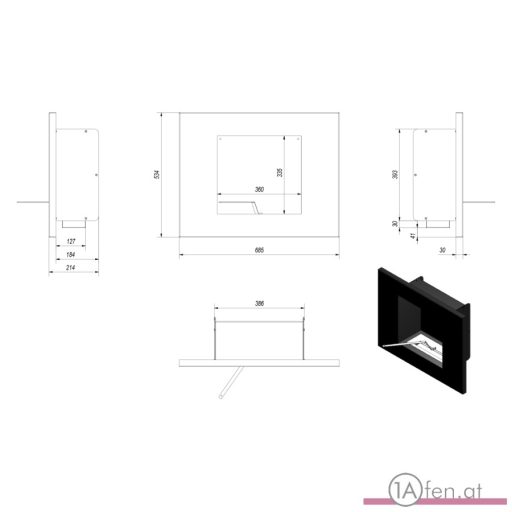 Deco ofen quat edelstahl/ wand bioethanolkamin
