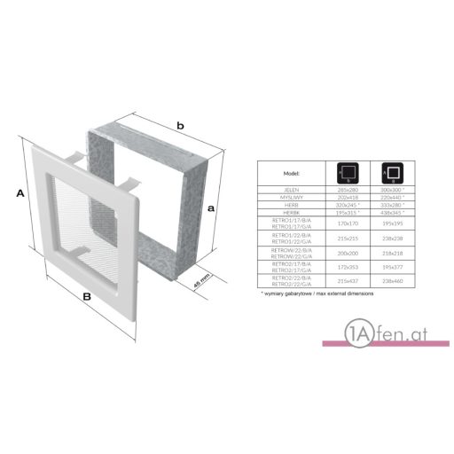 Lüftingsgitter retro 17cm x 34cm grafit doppoelt