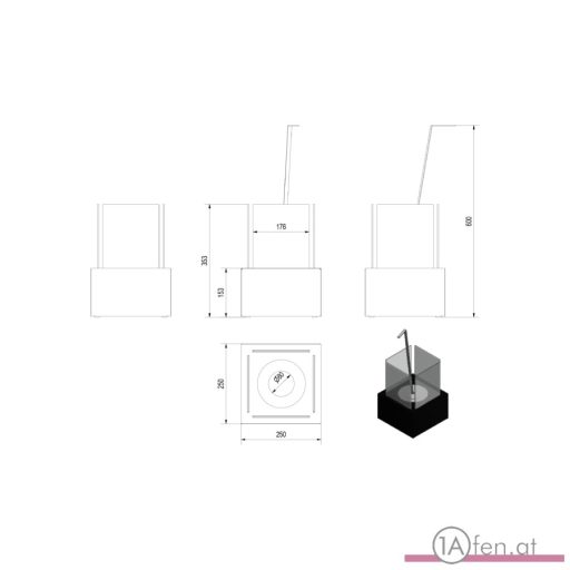 Deco ofen tango2 / tisch bioethanolkamin granit