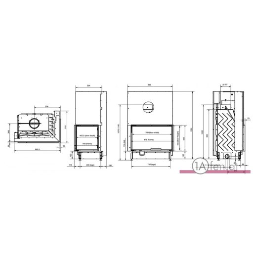 Pantech kamineinsatz 90 evo ld cg linken mit eck-scheibe