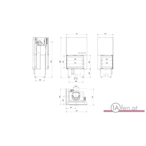 KRATKI KAMINEINSATZ VNL 610 MIT RECHTEN ECKGLAS 9KW