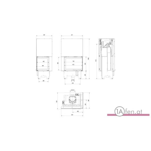 KRATKI KAMINEINSATZ VNL 610 MIT RECHTEN ECKGLAS 9KW