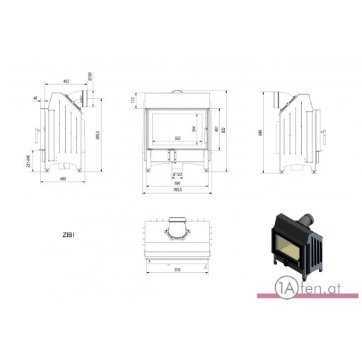 Kratki zibi 12  kamineinsatz /11 kw - mit schwarzer Inneraum