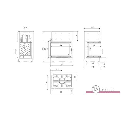 Kratki zuzia eco-deco kamineinsatz mit linke eckscheibe /12 kw 